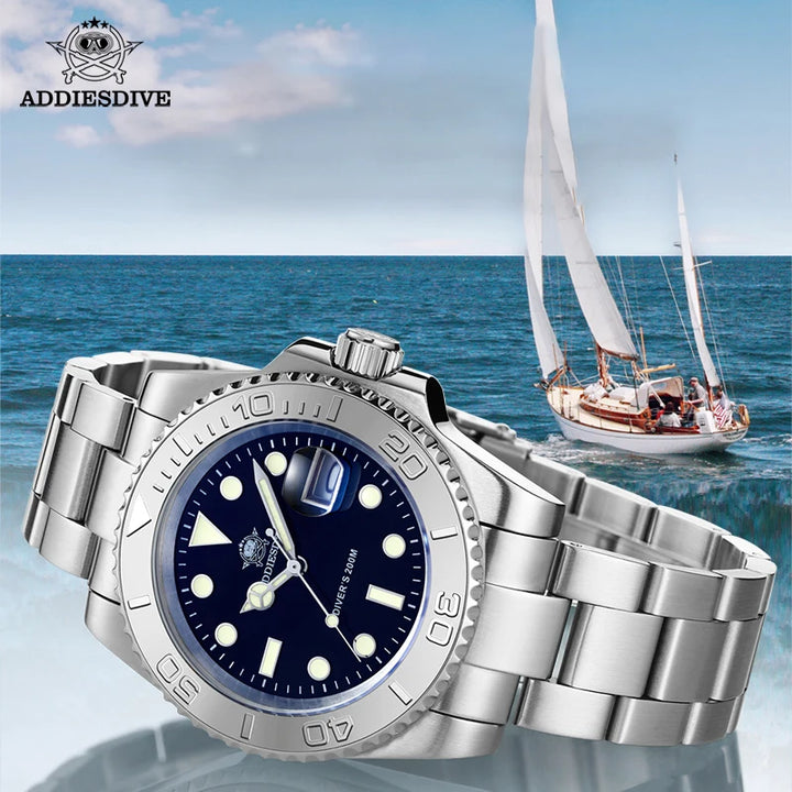 ADDIESDIVE Quartz Dive Watch – Ceramic Bezel, BGW9 Luminous, Sapphire Mirror
