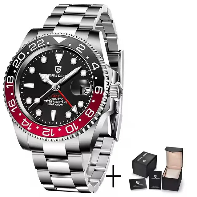 Pagani Design PD-1662 Men’s GMT Automatic Watch – 40mm, Sapphire Crystal, 100M Water Resistant