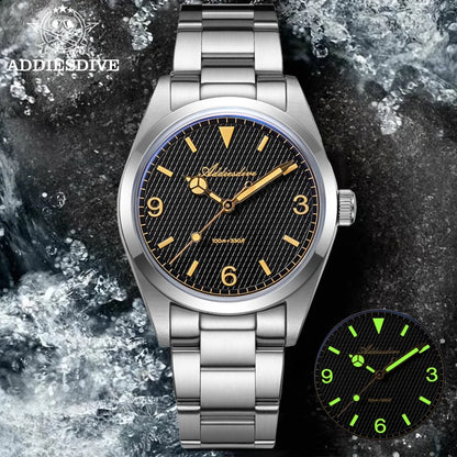 ADDIESDIVE AD2096 Men’s Quartz Watch – Bubble Mirror Glass, 100M Water Resistant, Stainless Steel