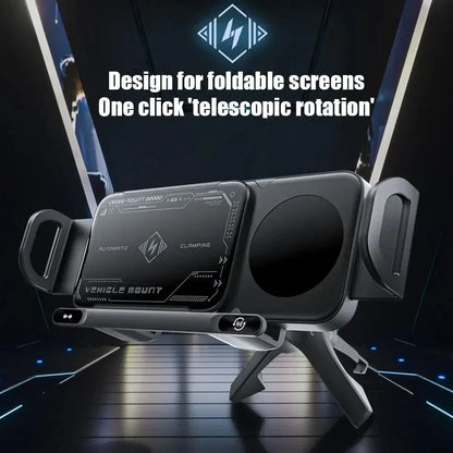 Soporte para teléfono móvil/almohadilla inteligente, soporte magnético para teléfono para coche, soporte para teléfono giratorio automático 2 en 1, cargador inalámbrico para coche
