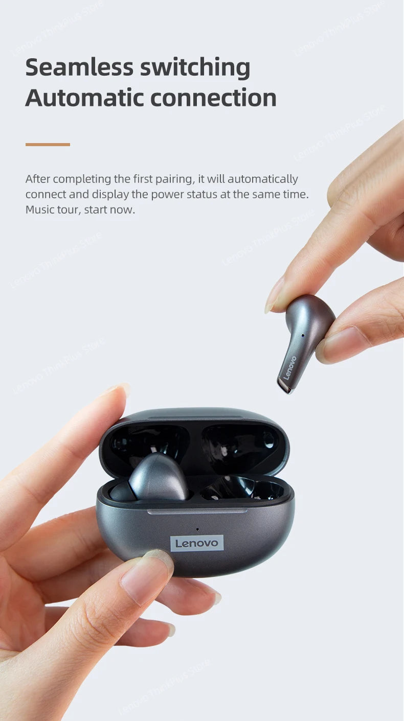 Lenovo-auriculares inalámbricos con Bluetooth LP5 100% originales, cascos de música HiFi con micrófono, deportivos, resistentes al agua, novedad de 2021