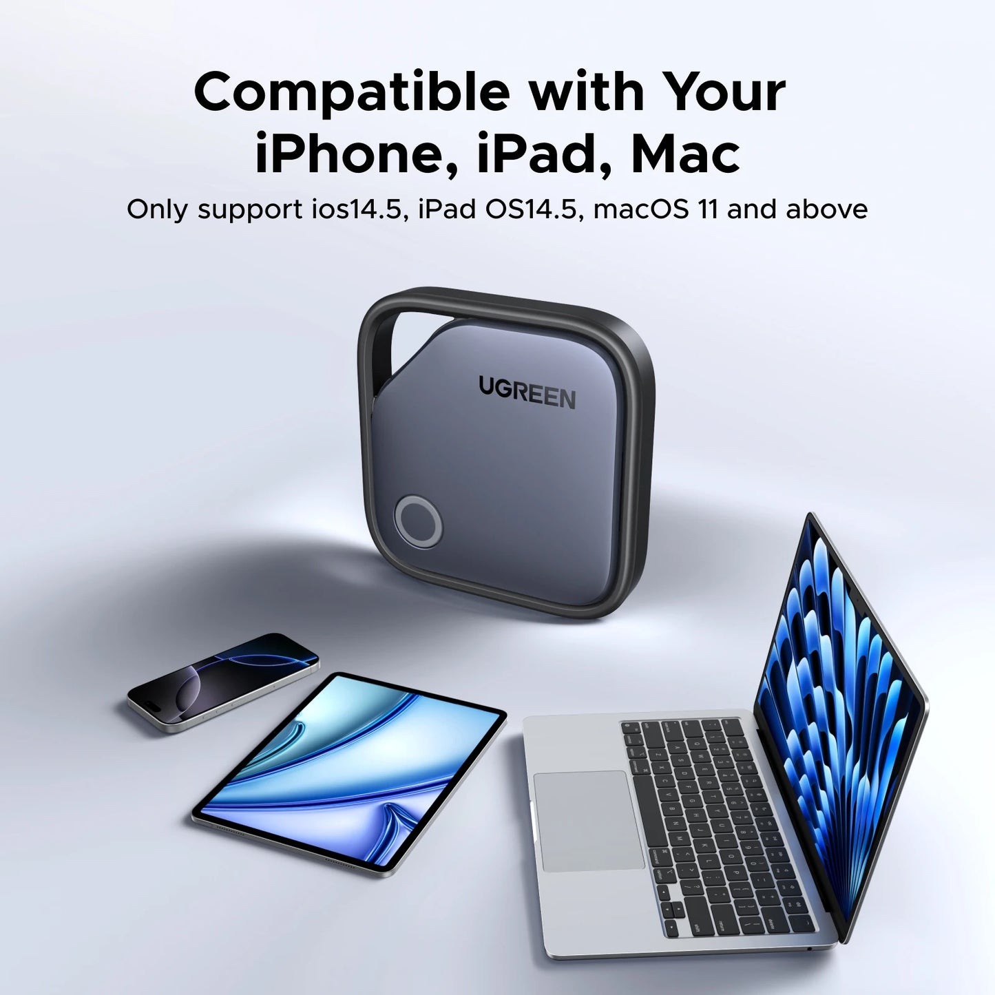 UGREEN Smart Tag Bluetooth Tracker, buscador de llaves Localizador de artículos SmartTag Batería de hasta 2 años para iPhone Apple Find My (solo IOS)