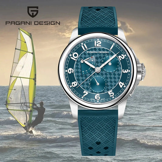 PAGANI DESIGN PD-1780 Men's Quartz Watch – Sapphire Crystal, 100M Waterproof, Luminous, Calendar