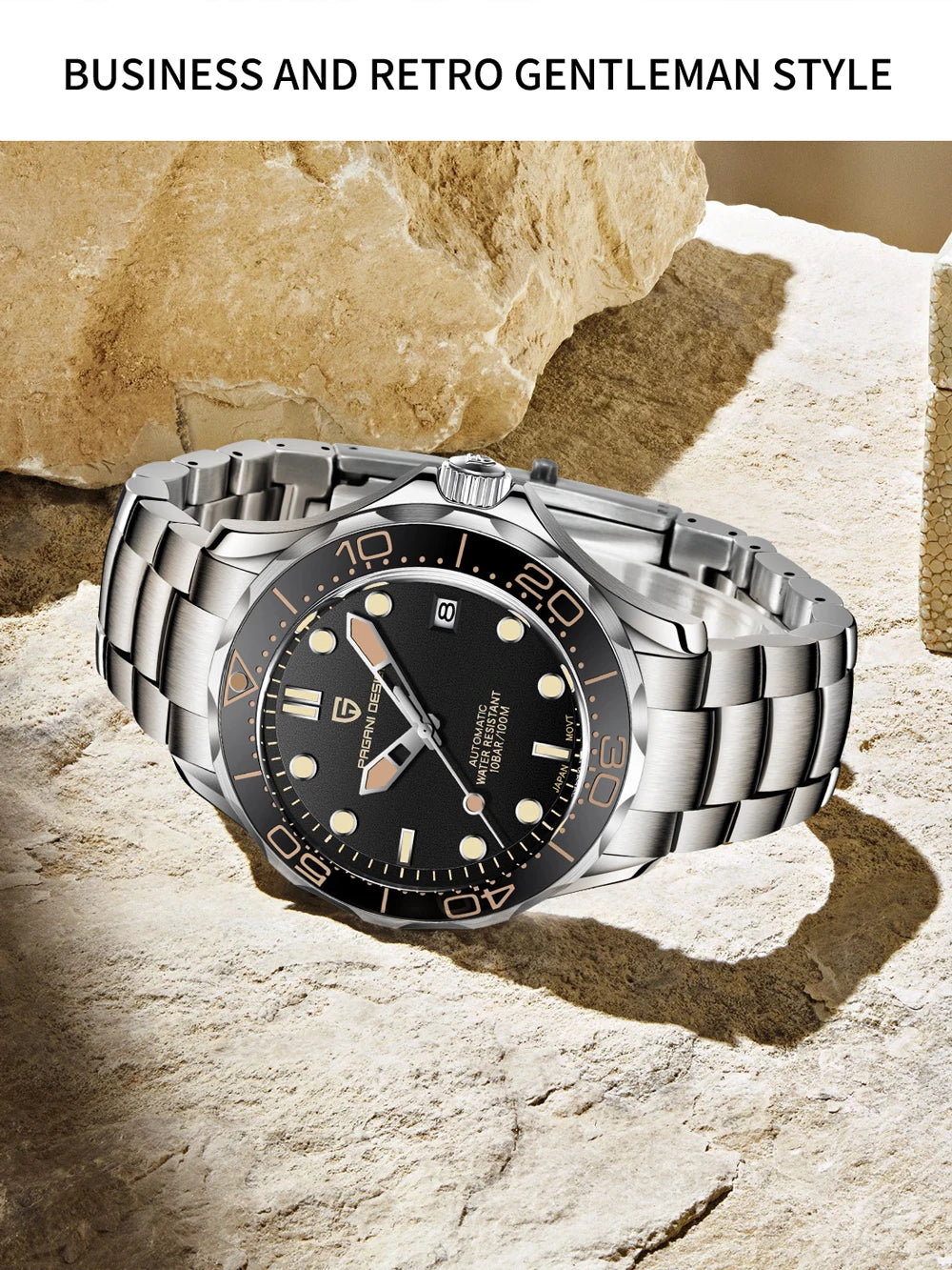 Pagani Design PD-1667 Men’s Automatic Watch – Ceramic Bezel, Sapphire Crystal, 100M Water Resistant