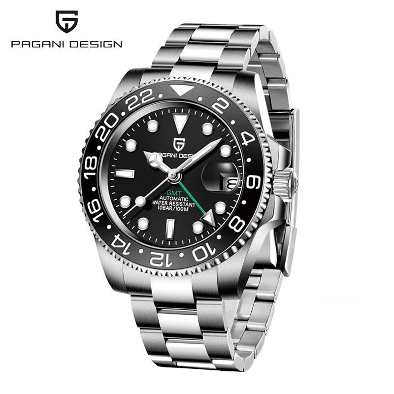 Pagani Design PD-1662 Men’s GMT Mechanical Watch – 40mm Sports, Sapphire Crystal, 100M Water Resistant