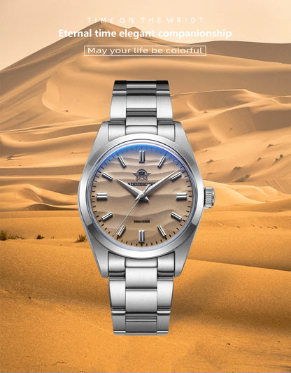 ADDIESDIVE AD2030 Men’s Quartz Dress Watch – 3D Sand Dial, 100M Water Resistant, Stainless Steel