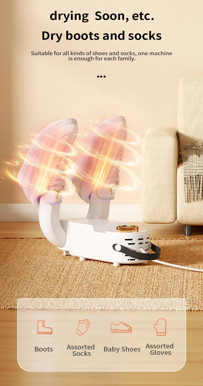 Secador de zapatos eléctrico, calentador de botas, secador de botas UV para pies, elimina el olor, desodorante de botas de secado rápido, secador de calcetines multifunción