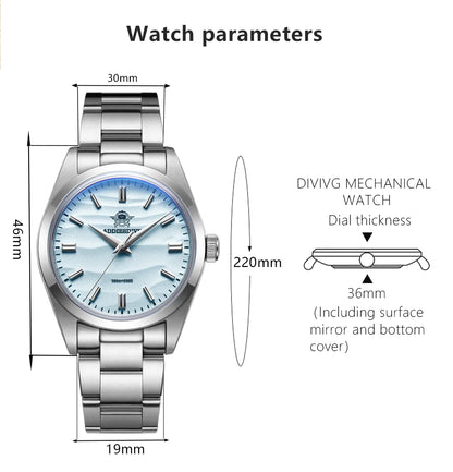ADDIESDIVE AD2030 Men’s Quartz Dress Watch – 3D Sand Dial, 100M Water Resistant, Stainless Steel