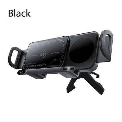 Soporte para teléfono móvil/almohadilla inteligente, soporte magnético para teléfono para coche, soporte para teléfono giratorio automático 2 en 1, cargador inalámbrico para coche