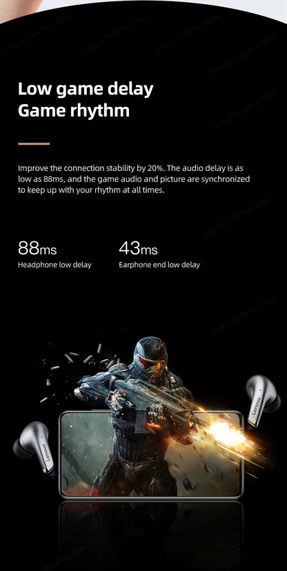 Lenovo-auriculares inalámbricos con Bluetooth LP5 100% originales, cascos de música HiFi con micrófono, deportivos, resistentes al agua, novedad de 2021