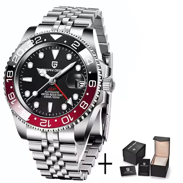 Pagani Design PD-1662 Men’s GMT Automatic Watch – 40mm, Sapphire Crystal, 100M Water Resistant