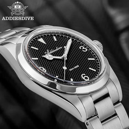 ADDIESDIVE AD2096 Men’s Quartz Watch – Bubble Mirror Glass, 100M Water Resistant, Stainless Steel