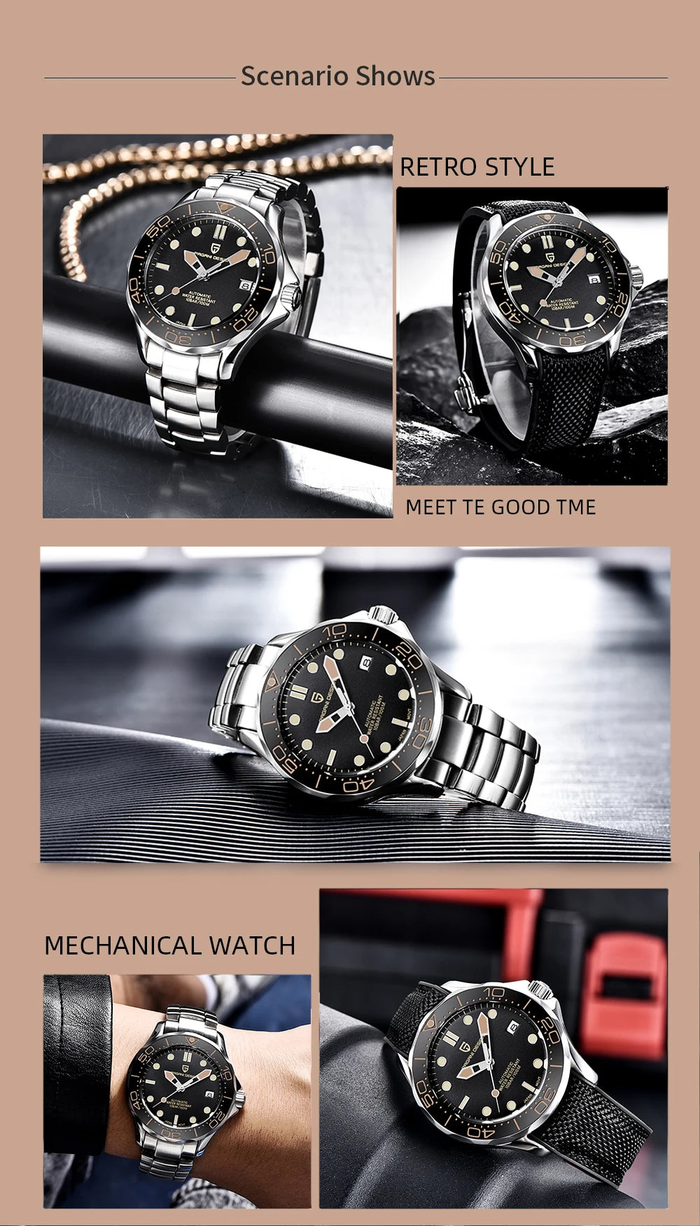 Pagani Design PD-1667 Men’s Automatic Watch – Ceramic Bezel, Sapphire Crystal, 100M Water Resistant
