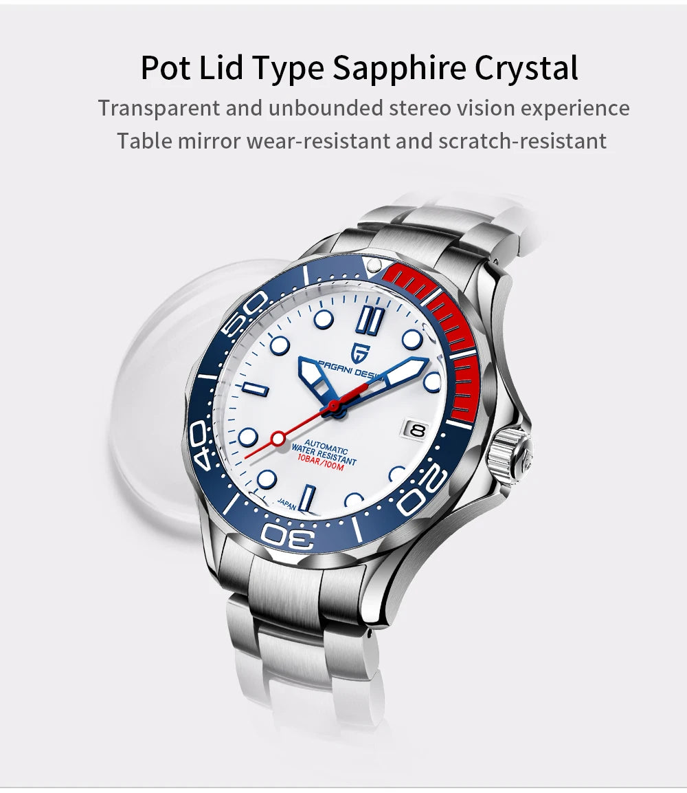 Pagani Design PD-1667 Men’s Automatic Watch – Ceramic Bezel, Sapphire Crystal, 100M Water Resistant