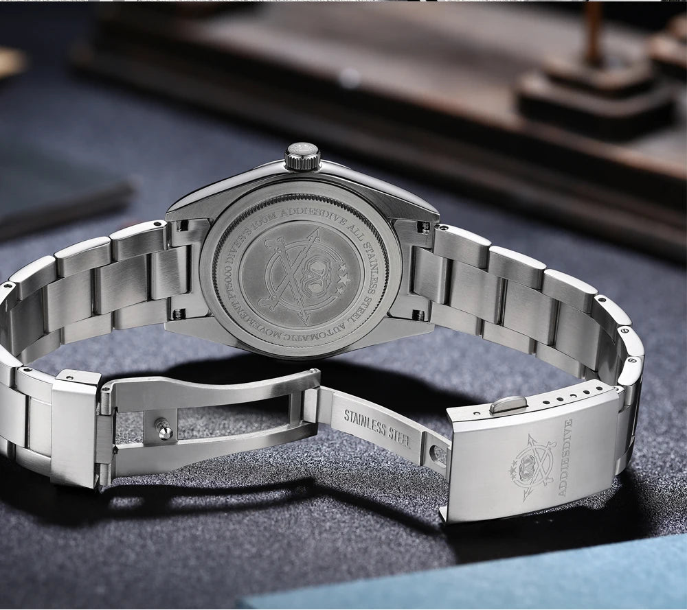 ADDIESDIVE AD2030 Men’s Quartz Dress Watch – 3D Sand Dial, 100M Water Resistant, Stainless Steel