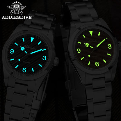 ADDIESDIVE AD2096 Men’s Quartz Watch – Bubble Mirror Glass, 100M Water Resistant, Stainless Steel