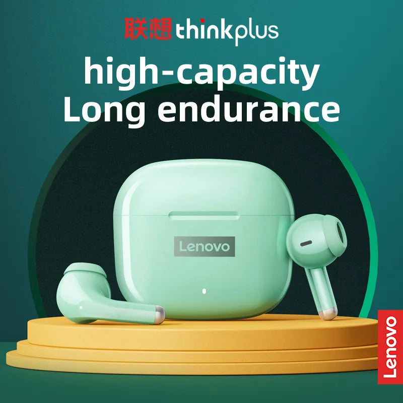 Lenovo-auriculares inalámbricos LP40 Pro con Bluetooth 5,1, dispositivo de audio de alta capacidad, diseño semiintrauditivo, Chip inteligente con micrófono