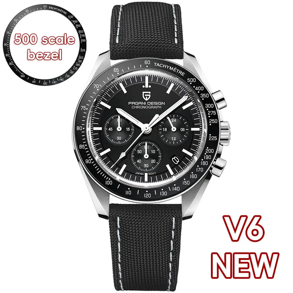 Pagani Design PD-1701B V5 Men’s Chronograph Watch – Moonwatch Tribute, Sapphire Crystal, 100M Water Resistant