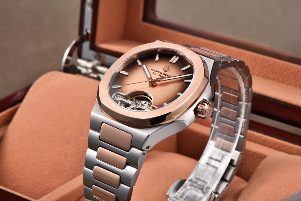 PAGANI DESIGN New Mechanical Hollow-Out Tourbillon Men's and woman's Watch Sport Elegant Sapphire Waterproof Watch Japan Movt 316L Steel Clock