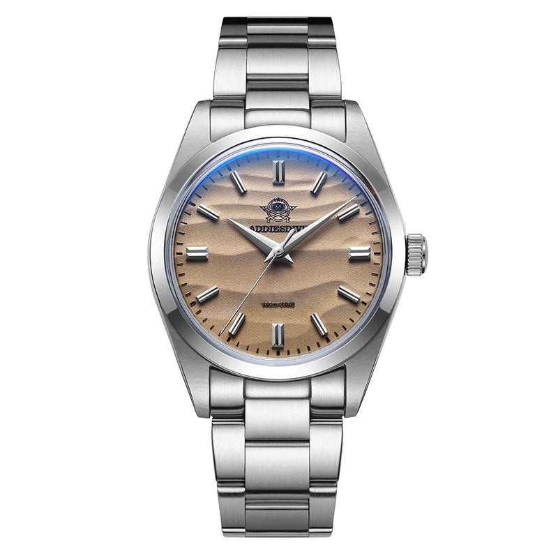 ADDIESDIVE AD2030 Men’s Quartz Dress Watch – 3D Sand Dial, 100M Water Resistant, Stainless Steel