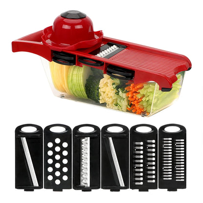 HILIFE-dispositivo de cocina multifunción, 6 cuchillas, rebanador de mandolina vegetal, juegos de herramientas de cocina, rallador cortador de frutas