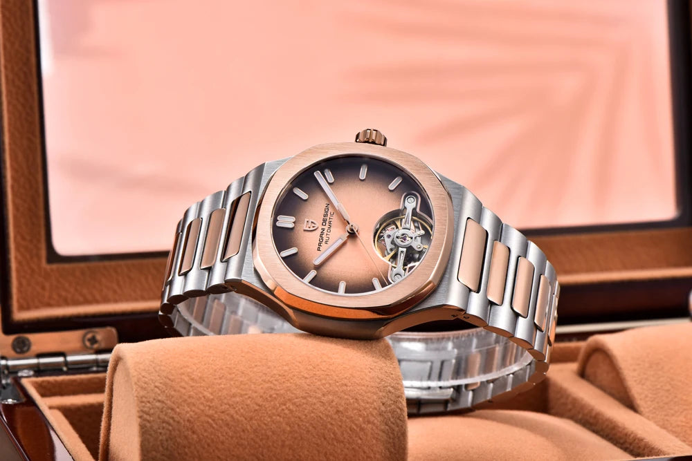 PAGANI DESIGN New Mechanical Hollow-Out Tourbillon Men's and woman's Watch Sport Elegant Sapphire Waterproof Watch Japan Movt 316L Steel Clock