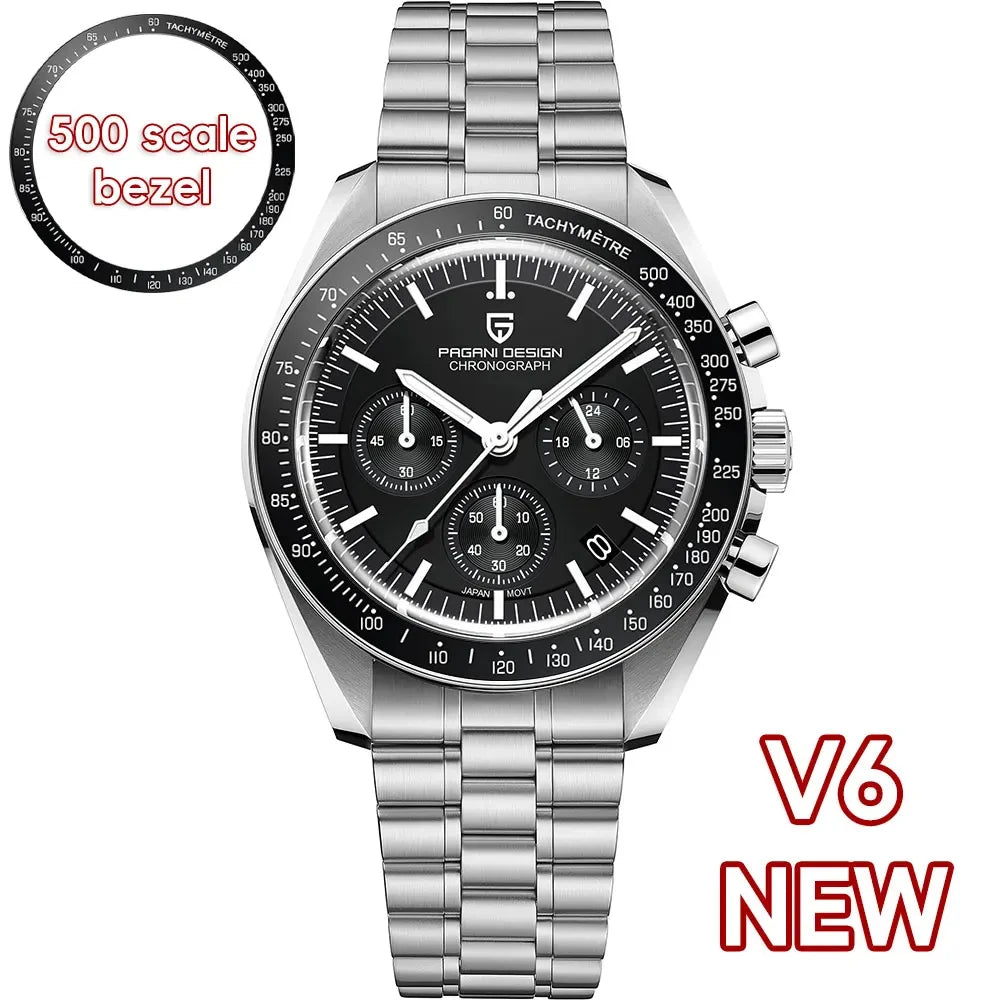 Pagani Design PD-1701B V5 Men’s Chronograph Watch – Moonwatch Tribute, Sapphire Crystal, 100M Water Resistant