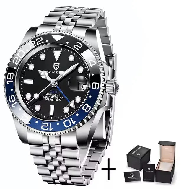 Pagani Design PD-1662 Men’s GMT Automatic Watch – 40mm, Sapphire Crystal, 100M Water Resistant