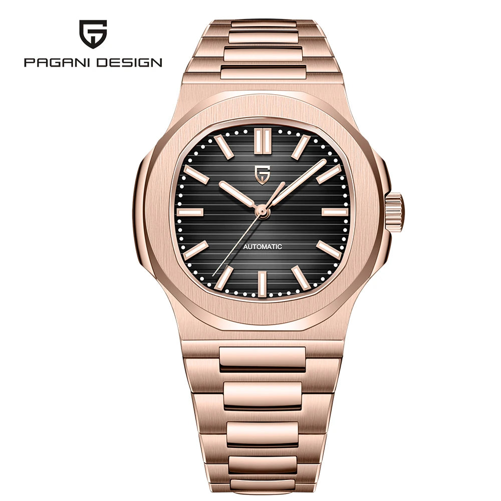 Pagani Design PD-1728 Men’s Automatic Watch – Rose Gold, Sapphire Crystal, 100M Water Resistant