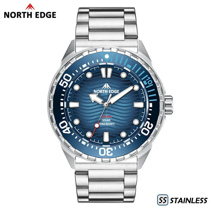 NORTH EDGE TRITON Solar-Powered Diving Watch 300M Waterproof 180+ Day Power