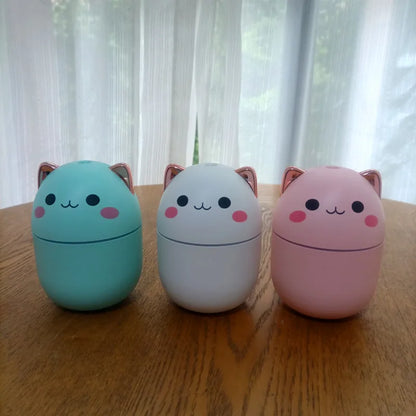 Gran oferta 250ml lindo gato humidificador de aire difusor USB generador de niebla Mini Humidificador con luz nocturna