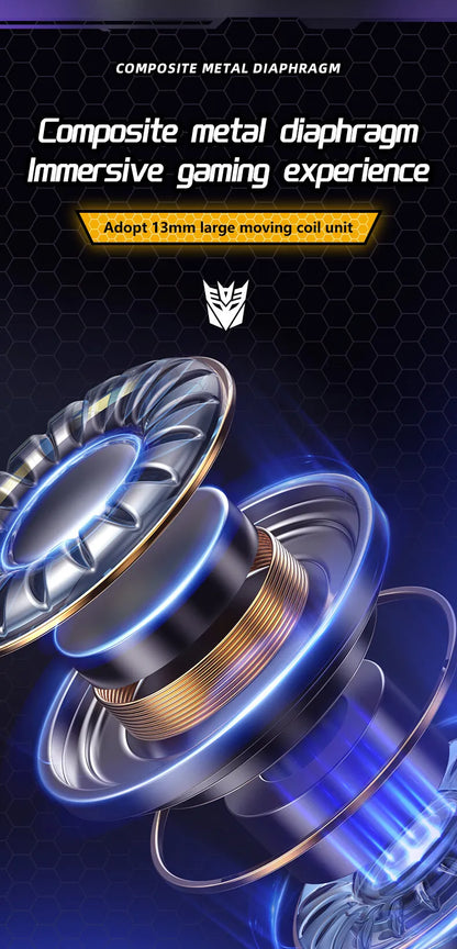Auriculares Gamer TWS TF-T01 con Bluetooth 5.3, Cancelación de Ruido y Micrófono – Diseño Transformers