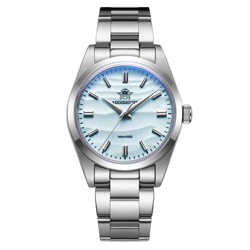 ADDIESDIVE AD2030 Men’s Quartz Dress Watch – 3D Sand Dial, 100M Water Resistant, Stainless Steel