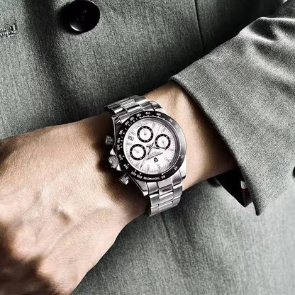 Pagani Design Men's Quartz Chronograph Watch – Sapphire Crystal, 100M Water Resistant, Stainless Steel