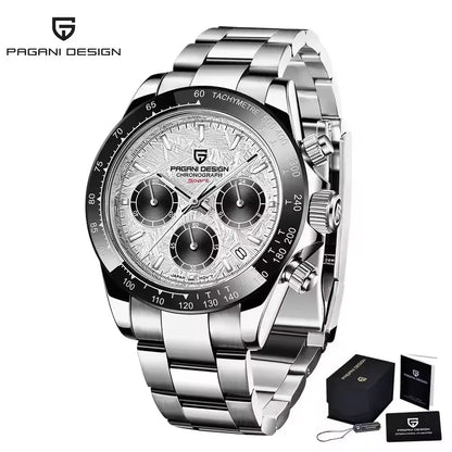 Pagani Design Men's Quartz Chronograph Watch – Sapphire Crystal, 100M Water Resistant, Stainless Steel