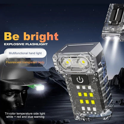 Luz LED giratoria con Clip para sombrero, luz de trabajo portátil con carga USB, pantalla de potencia, potente linterna pequeña para acampar, pescar y caminar
