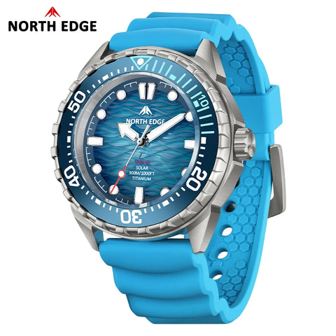NORTH EDGE TRITON Solar-Powered Diving Watch 300M Waterproof 180+ Day Power