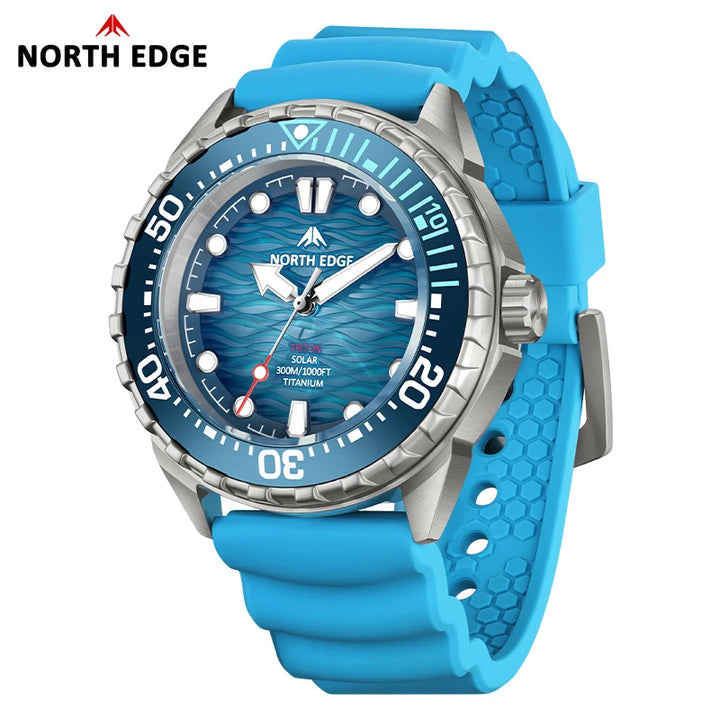 NORTH EDGE TRITON Solar-Powered Diving Watch 300M Waterproof 180+ Day Power