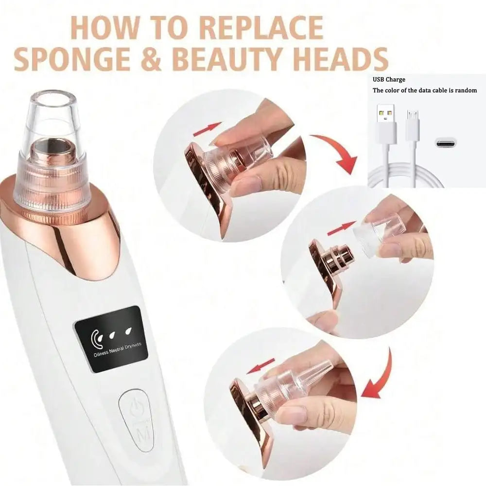 5-Level Suction Pore Vacuum Blackhead Remover – Electric Facial Pore Cleanser Kit for Women & Adults