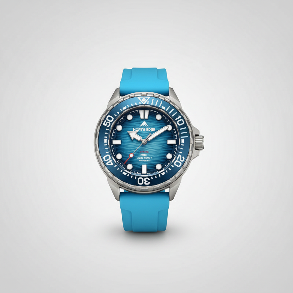 NORTH EDGE TRITON-TI Titanium Stainless Solar-Powered Diving Watch Luxury Quartz Watches For Men 300M Waterproof 180+ Day Power