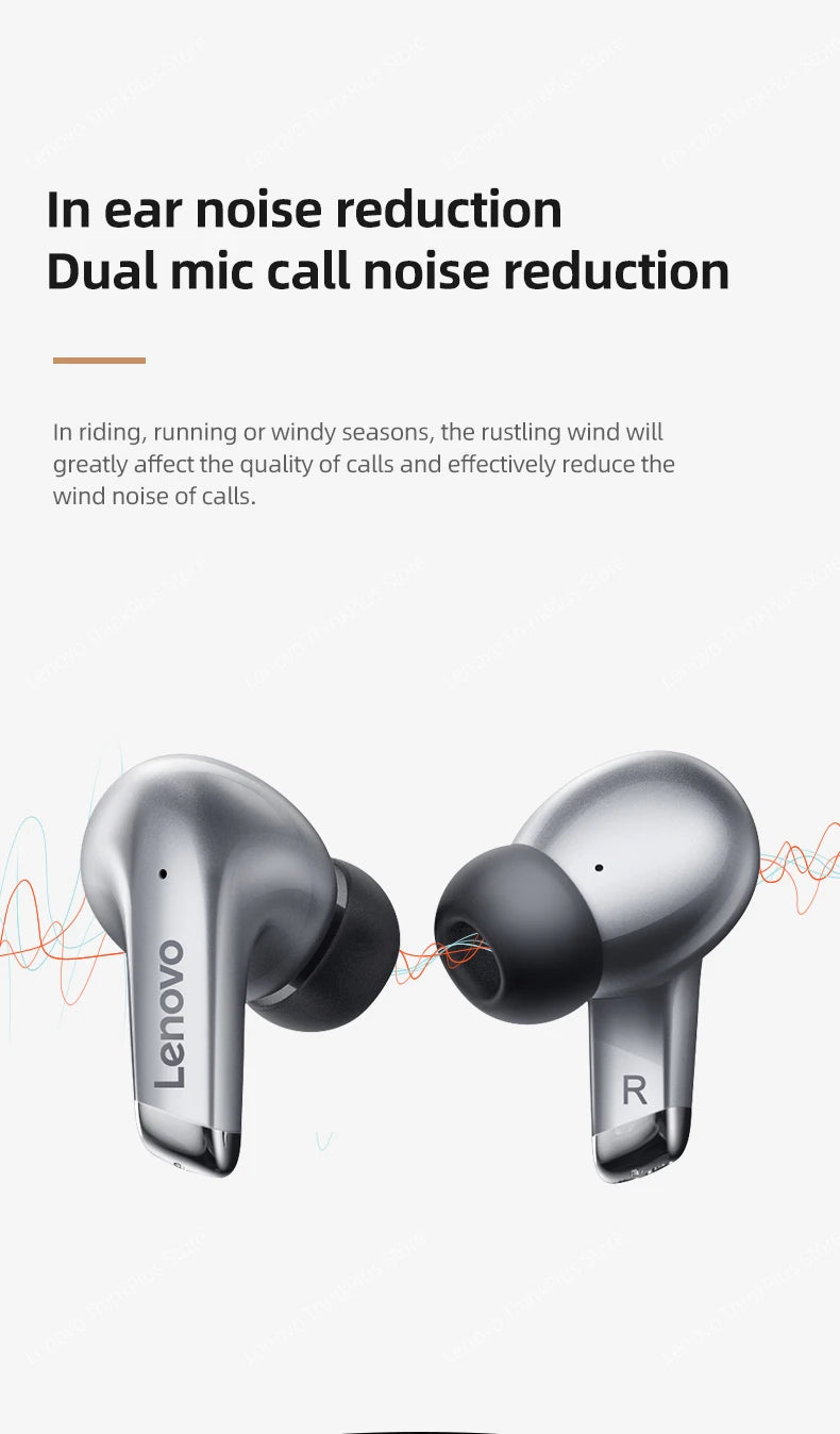 Lenovo-auriculares inalámbricos LP5, audífonos de música HiFi con Bluetooth, micrófono, deportivos, resistentes al agua, 100% originales, novedad de 2021