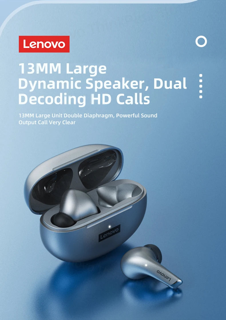 Lenovo-auriculares inalámbricos LP5, audífonos de música HiFi con Bluetooth, micrófono, deportivos, resistentes al agua, 100% originales, novedad de 2021
