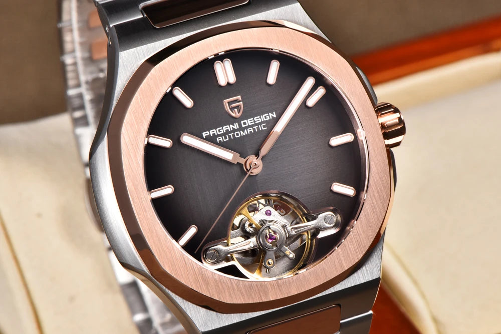 PAGANI DESIGN New Mechanical Hollow-Out Tourbillon Men's and woman's Watch Sport Elegant Sapphire Waterproof Watch Japan Movt 316L Steel Clock