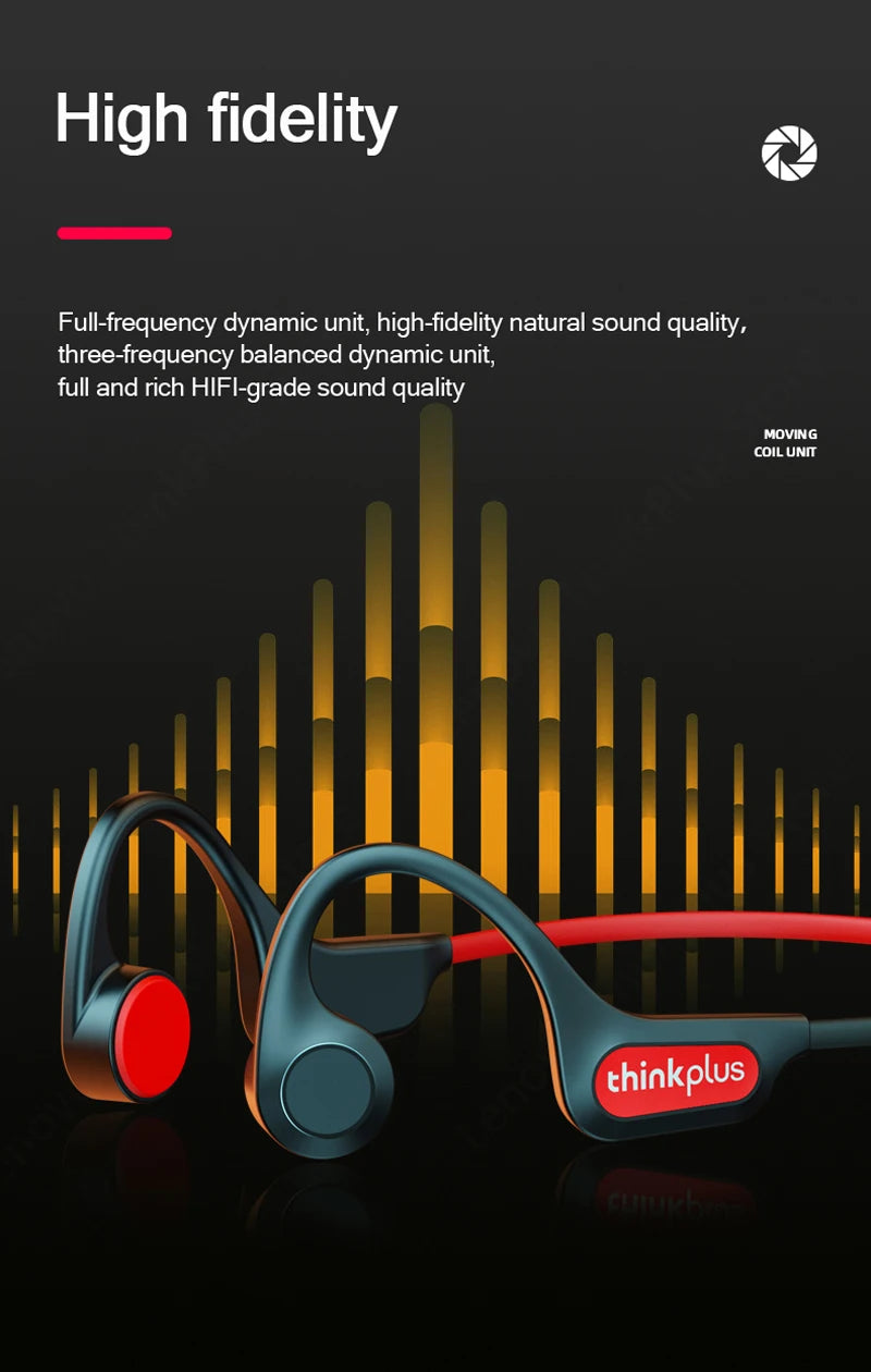 Lenovo-auriculares de conducción ósea X3 Pro, cascos inalámbricos con gancho para la oreja, Bluetooth, Hifi, con micrófono, resistentes al agua