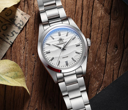 ADDIESDIVE AD2030 Men’s Quartz Dress Watch – 3D Sand Dial, 100M Water Resistant, Stainless Steel