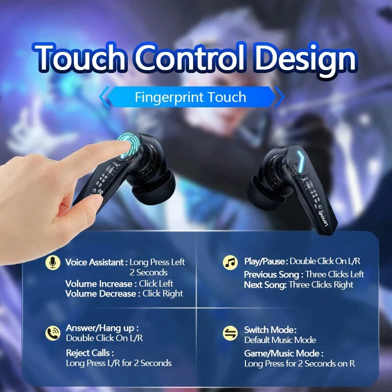 Lenovo GM2 Pro TWS inalámbrico Bluetooth V5.3 auriculares HD llamada baja latencia auriculares modo Dual música Gaming auriculares GM2PRO
