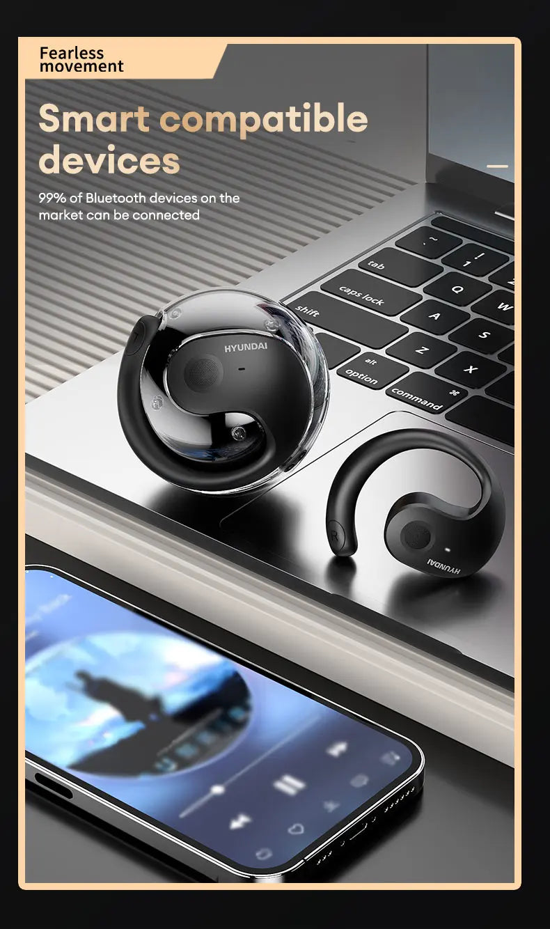 HYUNDAI HY-T26 Pro OWS auriculares con gancho para la oreja llamada HD auriculares Bluetooth batería de larga duración auriculares inalámbricos de música deportiva con micrófono