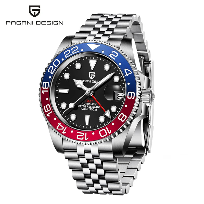 Pagani Design PD-1662 Men’s GMT Mechanical Watch – 40mm Sports, Sapphire Crystal, 100M Water Resistant