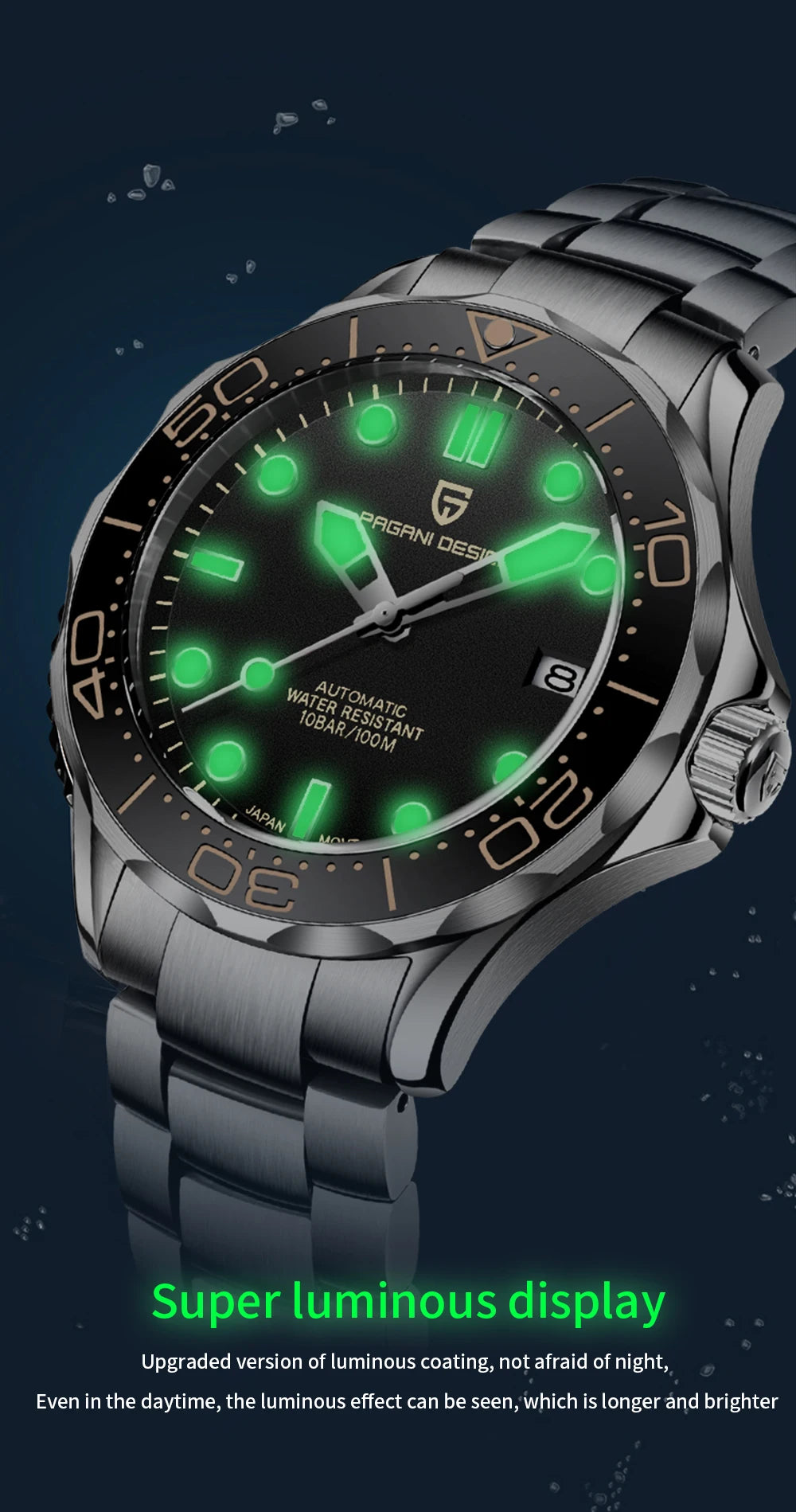 Pagani Design PD-1667 Men’s Automatic Watch – Ceramic Bezel, Sapphire Crystal, 100M Water Resistant