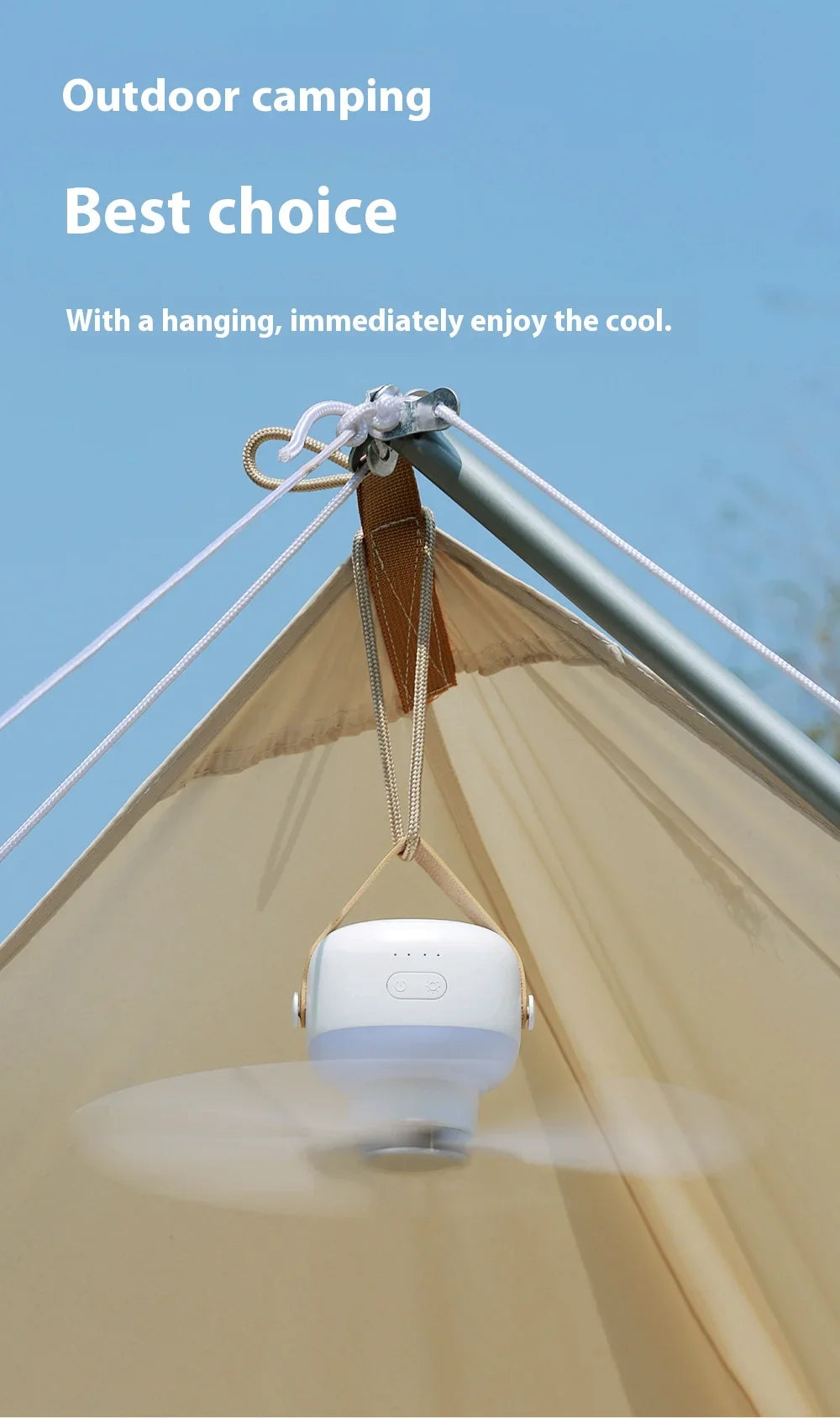 Ventiladores de techo portátiles, ventilador eléctrico LED recargable, lámpara de noche para el hogar, tienda de campaña al aire libre, ventilador colgante con Control remoto
